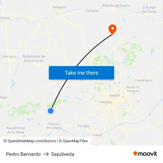 Pedro Bernardo to Sepúlveda map
