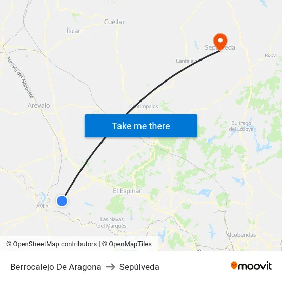 Berrocalejo De Aragona to Sepúlveda map