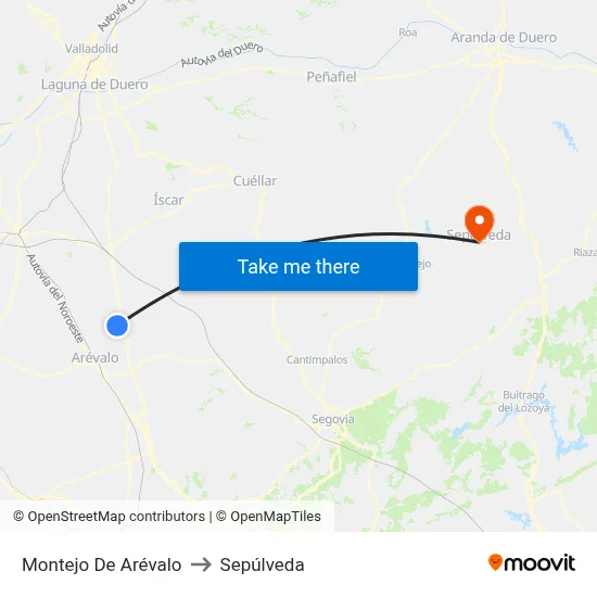 Montejo De Arévalo to Sepúlveda map
