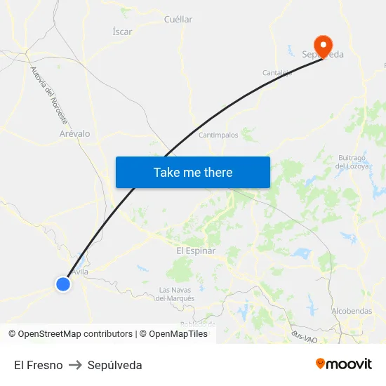 El Fresno to Sepúlveda map