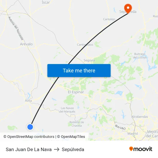 San Juan De La Nava to Sepúlveda map