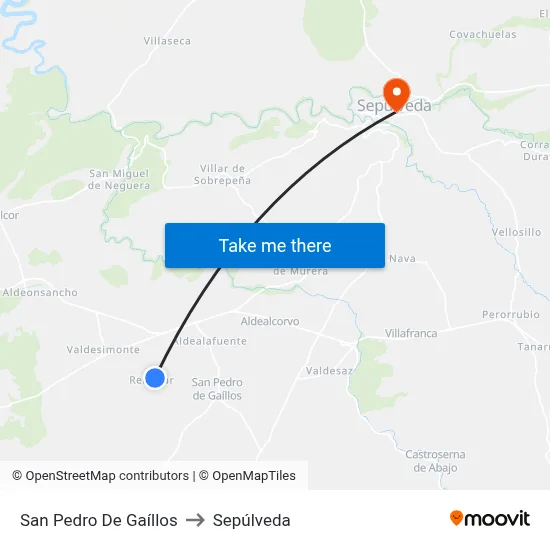 San Pedro De Gaíllos to Sepúlveda map