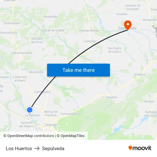 Los Huertos to Sepúlveda map