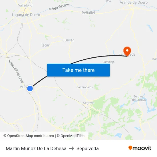 Martín Muñoz De La Dehesa to Sepúlveda map