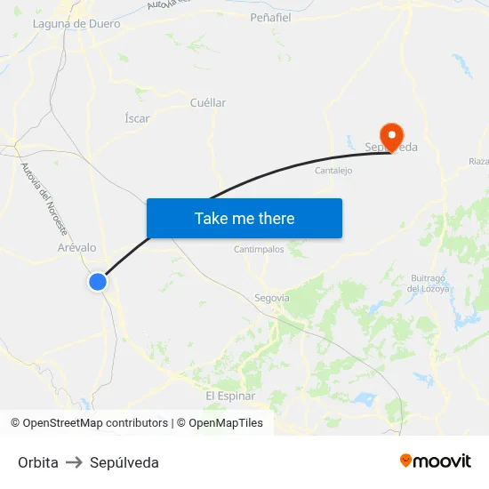 Orbita to Sepúlveda map