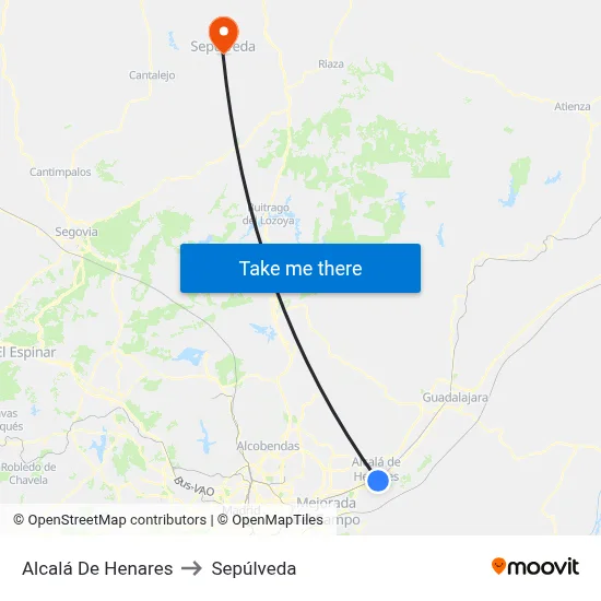 Alcalá De Henares to Sepúlveda map