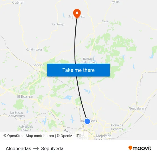 Alcobendas to Sepúlveda map