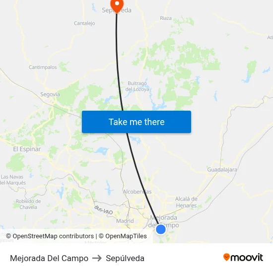 Mejorada Del Campo to Sepúlveda map