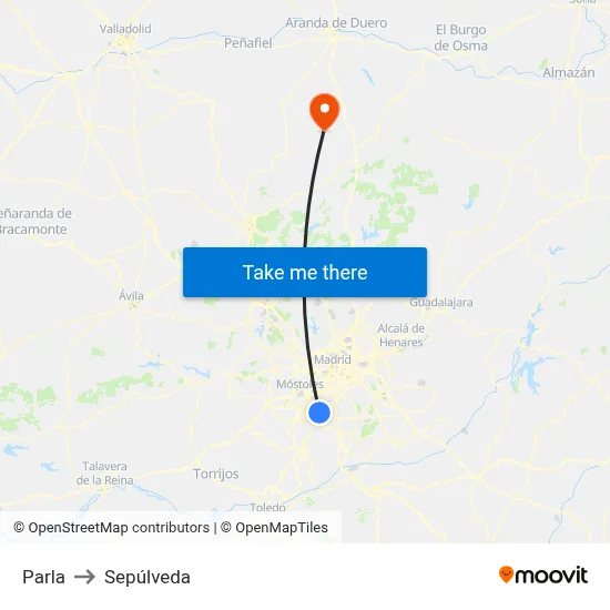 Parla to Sepúlveda map