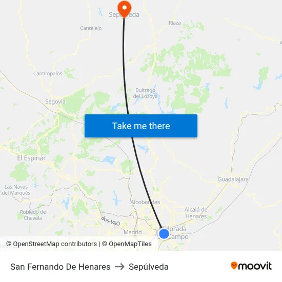 San Fernando De Henares to Sepúlveda map