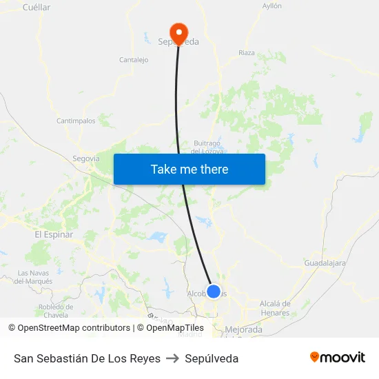San Sebastián De Los Reyes to Sepúlveda map