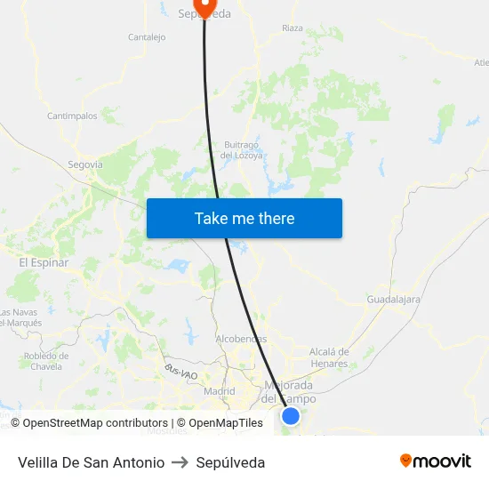 Velilla De San Antonio to Sepúlveda map