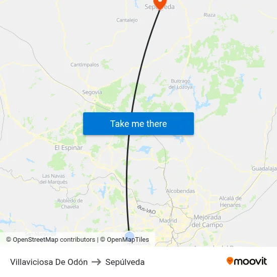 Villaviciosa De Odón to Sepúlveda map