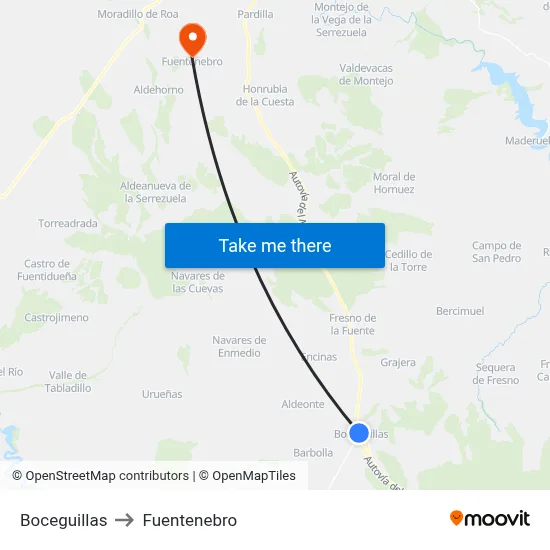 Boceguillas to Fuentenebro map