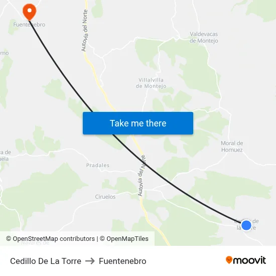 Cedillo De La Torre to Fuentenebro map