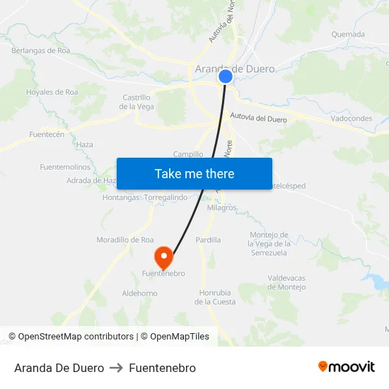 Aranda De Duero to Fuentenebro map