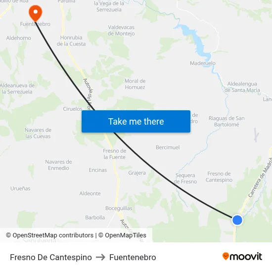 Fresno De Cantespino to Fuentenebro map