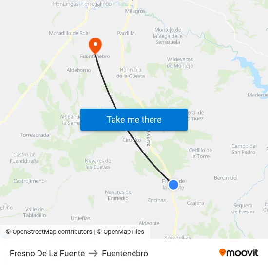 Fresno De La Fuente to Fuentenebro map