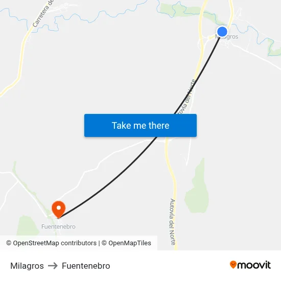 Milagros to Fuentenebro map
