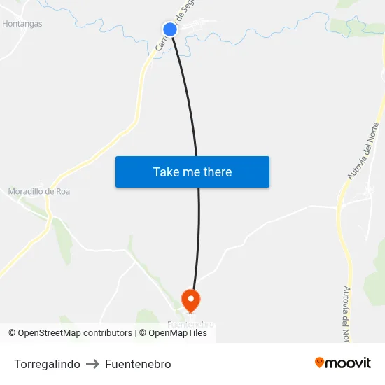 Torregalindo to Fuentenebro map