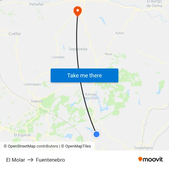 El Molar to Fuentenebro map