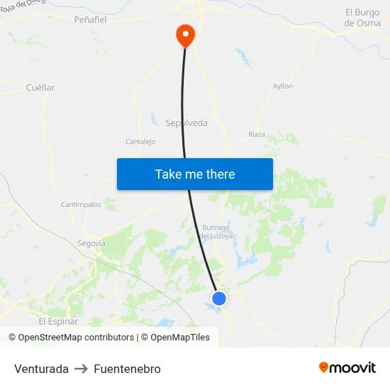 Venturada to Fuentenebro map