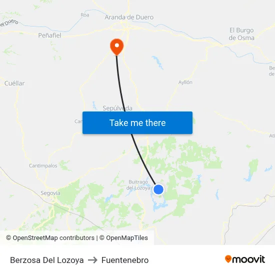 Berzosa Del Lozoya to Fuentenebro map