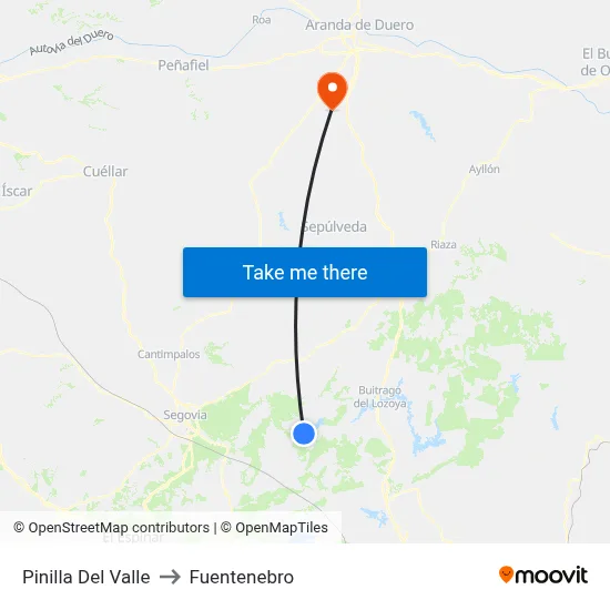 Pinilla Del Valle to Fuentenebro map