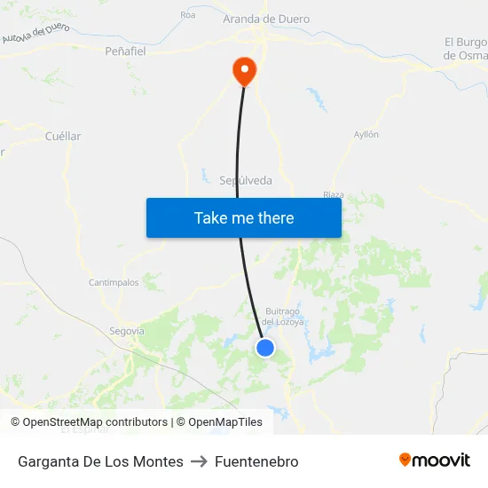 Garganta De Los Montes to Fuentenebro map