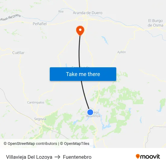 Villavieja Del Lozoya to Fuentenebro map