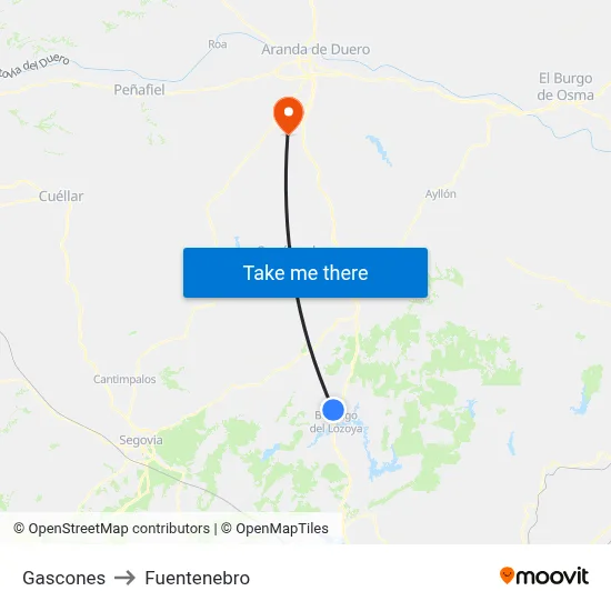 Gascones to Fuentenebro map