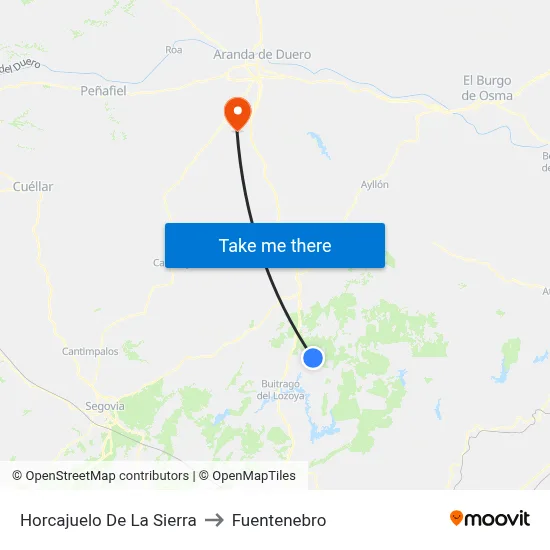 Horcajuelo De La Sierra to Fuentenebro map