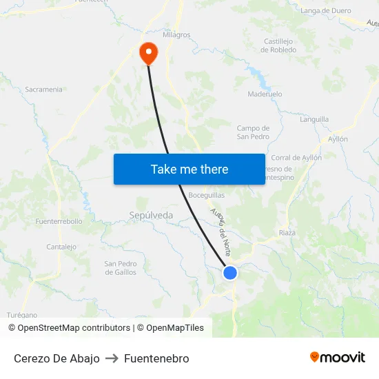 Cerezo De Abajo to Fuentenebro map