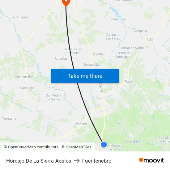 Horcajo De La Sierra-Aoslos to Fuentenebro map