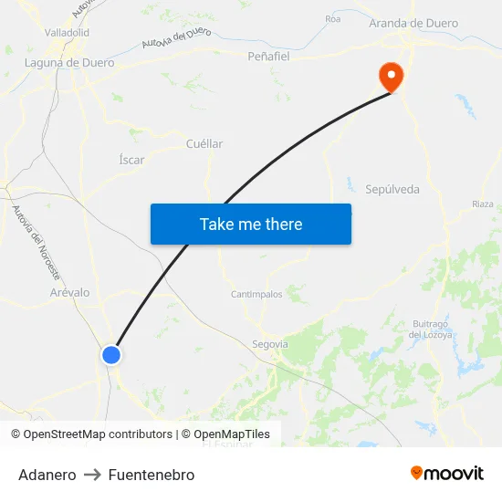 Adanero to Fuentenebro map