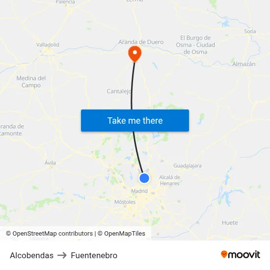 Alcobendas to Fuentenebro map