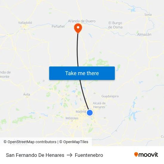 San Fernando De Henares to Fuentenebro map