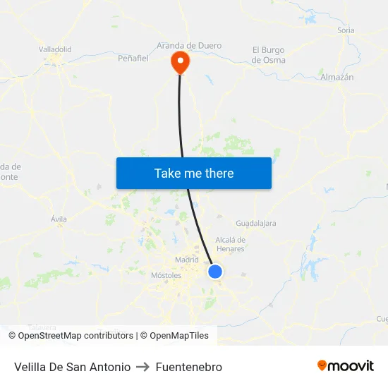 Velilla De San Antonio to Fuentenebro map