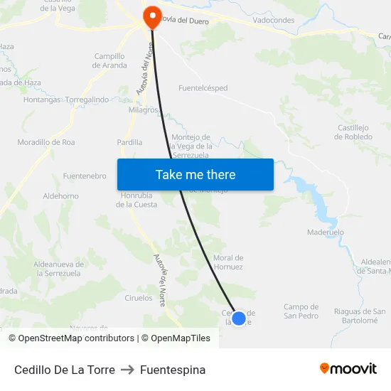 Cedillo De La Torre to Fuentespina map