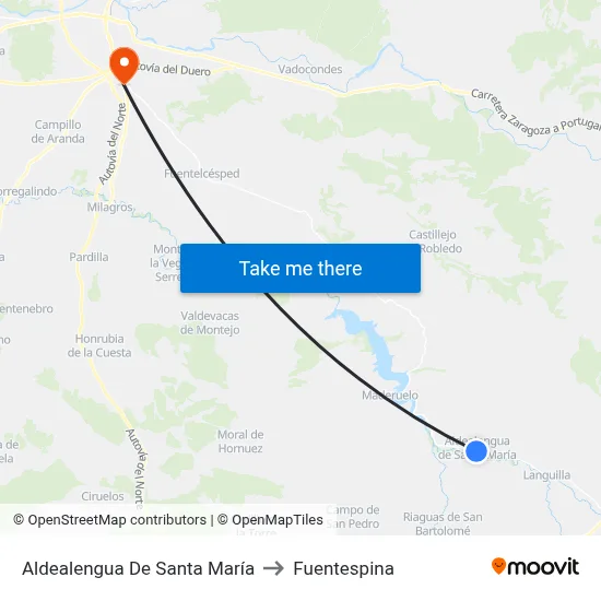 Aldealengua De Santa María to Fuentespina map