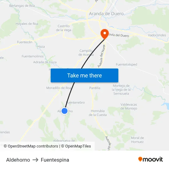 Aldehorno to Fuentespina map