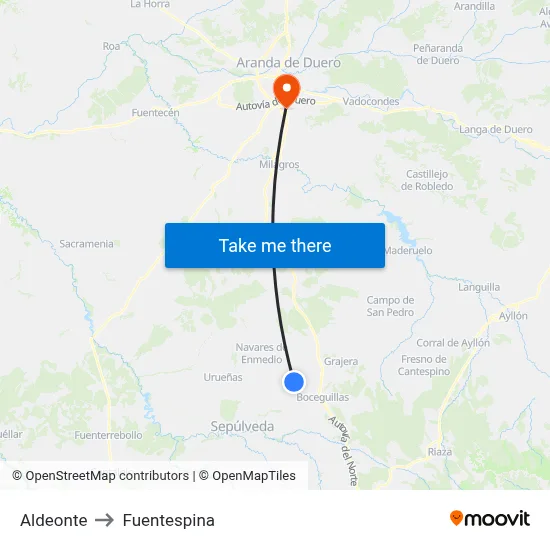 Aldeonte to Fuentespina map