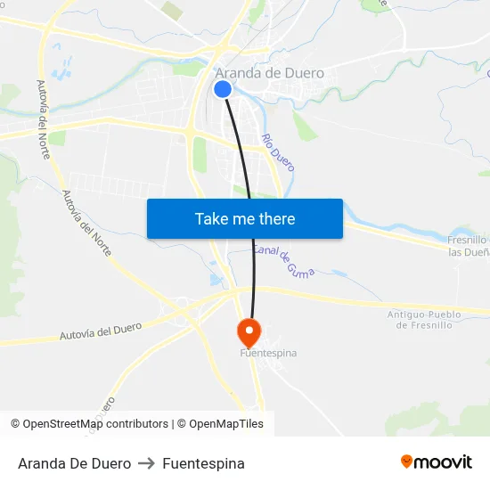 Aranda De Duero to Fuentespina map