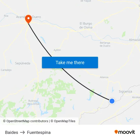 Baides to Fuentespina map