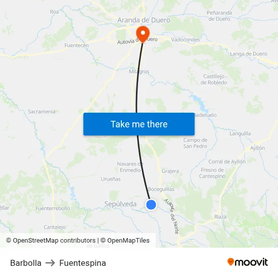 Barbolla to Fuentespina map
