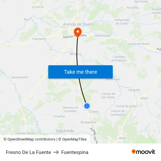 Fresno De La Fuente to Fuentespina map