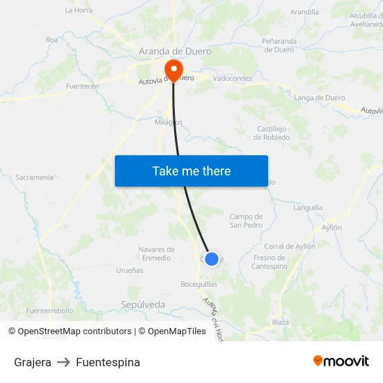 Grajera to Fuentespina map