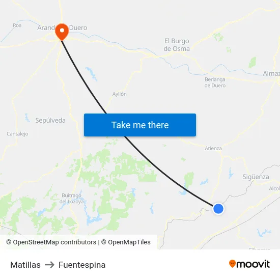 Matillas to Fuentespina map