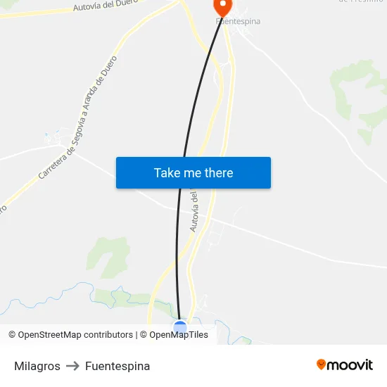 Milagros to Fuentespina map