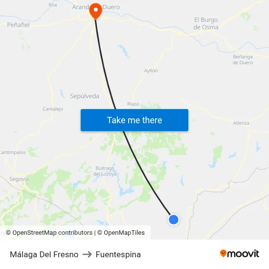 Málaga Del Fresno to Fuentespina map
